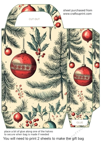 Vintage Christmas gift bag (green) 3