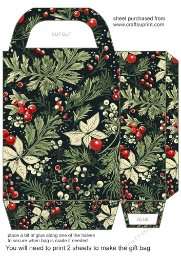 Vintage Christmas gift bag (green) 6