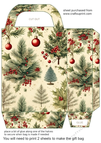 Vintage Christmas gift bag (green) 8