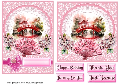 5x7 and 6x6 aprox Oriental scene card fronts