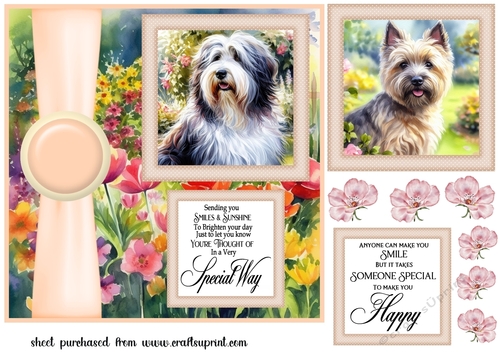 Peach Summer garden pup card front 2