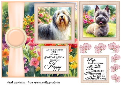 Peach Summer garden pup card front 3