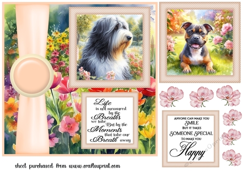 Peach Summer garden pup card front 5