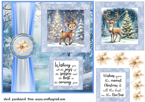 Snowy forest reindeer card front 2