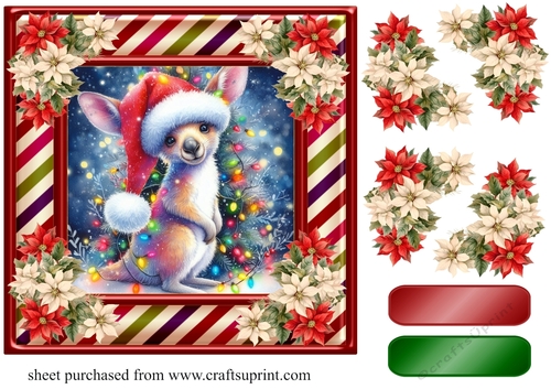 Christmas Kangaroo card front 1 