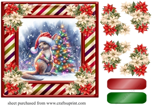 Christmas Kangaroo card front 2