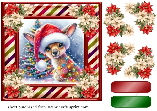 Christmas Kangaroo card front 3