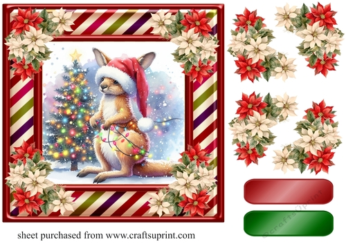 Christmas Kangaroo card front 4