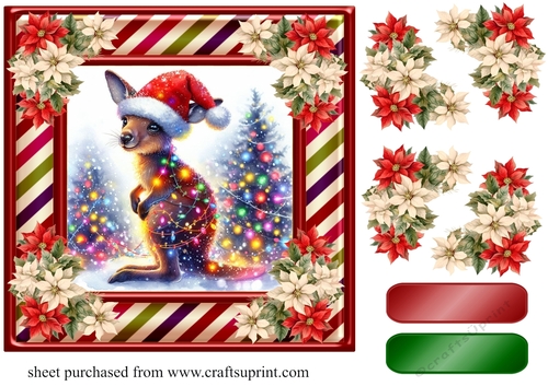 Christmas Kangaroo card front 6