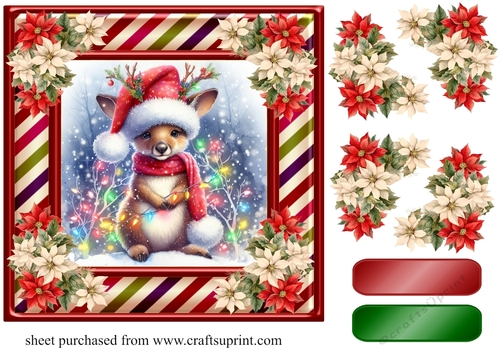 Christmas Kangaroo card front 8