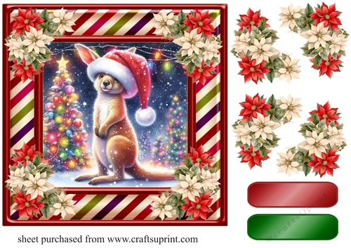 Christmas Kangaroo card front 9