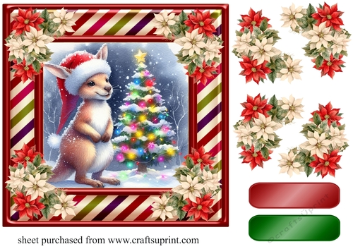 Christmas Kangaroo card front 10
