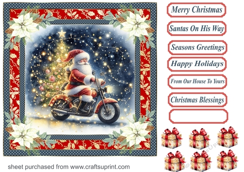 Santas on his way card front (motorbike) 1
