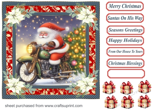 Santas on his way card front (motorbike) 2