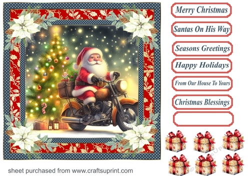 Santas on his way card front (motorbike) 4