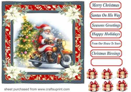 Santas on his way card front (motorbike) 5