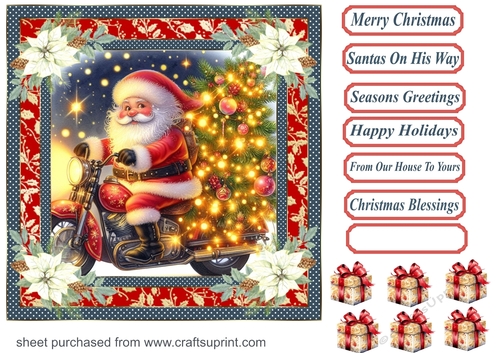 Santas on his way card front (motorbike) 6
