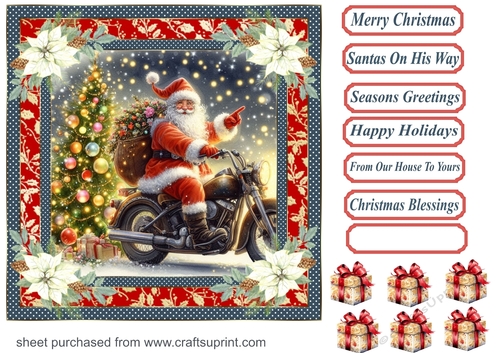 Santas on his way card front (motorbike) 9