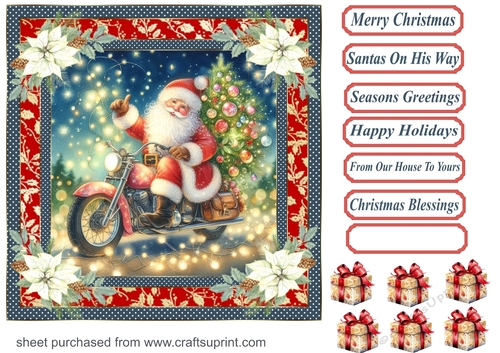 Santas on his way card front (motorbike) 10