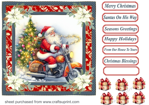 Santas on his way card front (motorbike) 12