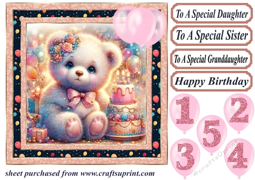 Age 1-5 Birthday teddy card front 1