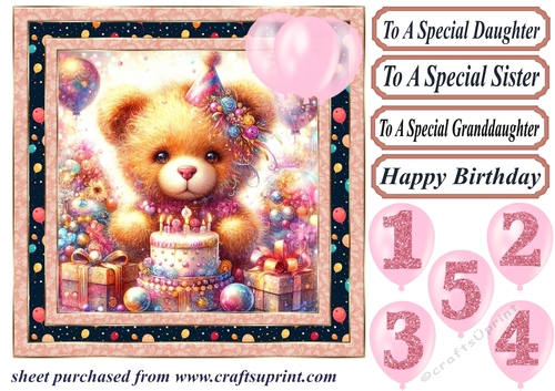 Age 1-5 Birthday teddy card front 2