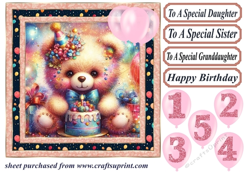 Age 1-5 Birthday teddy card front 3