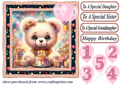 Age 1-5 Birthday teddy card front 5