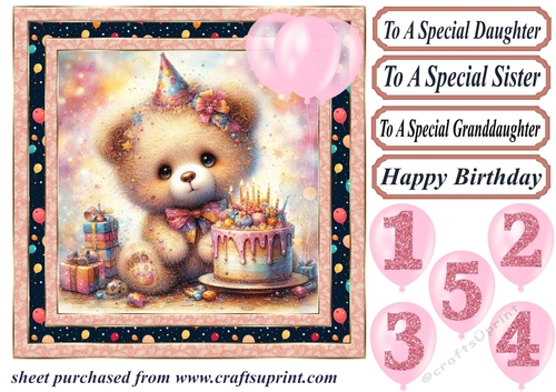 Age 1-5 Birthday teddy card front 6