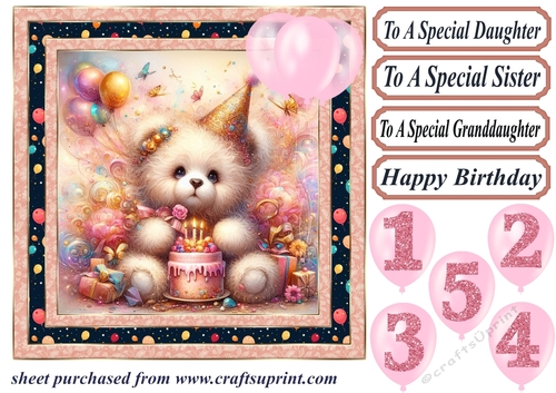Age 1-5 Birthday teddy card front 7