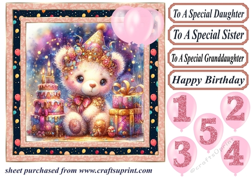 Age 1-5 Birthday teddy card front 8