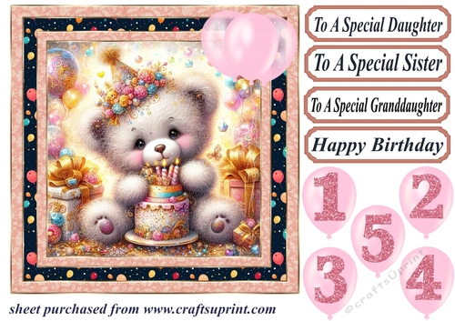 Age 1-5 Birthday teddy card front 9