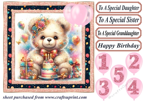 Age 1-5 Birthday teddy card front 10