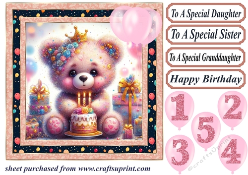 Age 1-5 Birthday teddy card front 11