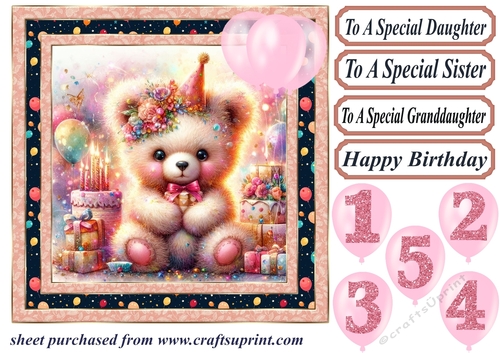 Age 1-5 Birthday teddy card front 12