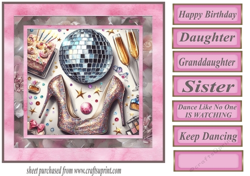 Keep dancing female Birthday card front 5