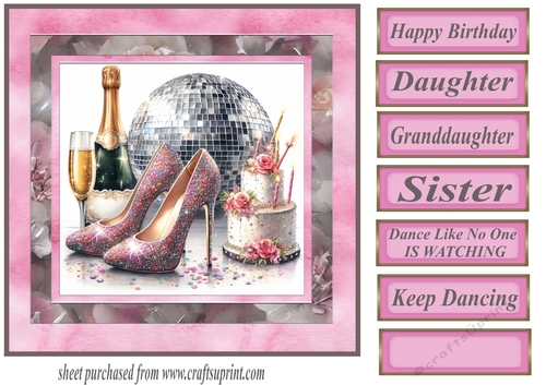 Keep dancing female Birthday card front 7