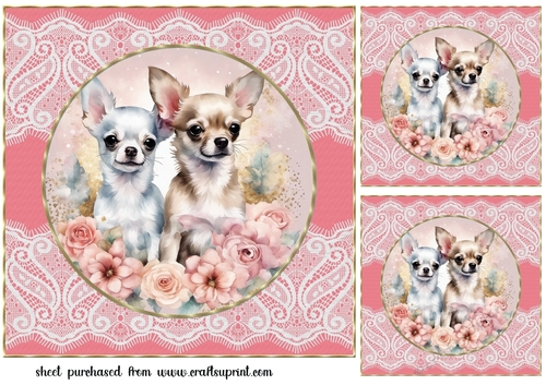 3 Floral Chihuahua card front/toppers 4