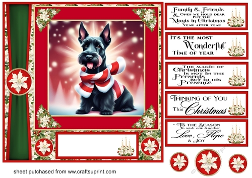 Holly and berries Christmas Scottish terrier card front 2