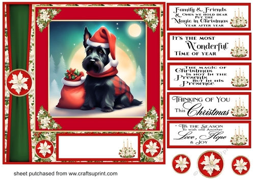 Holly and berries Christmas Scottish terrier card front 4