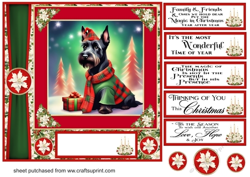 Holly and berries Christmas Scottish terrier card front 5
