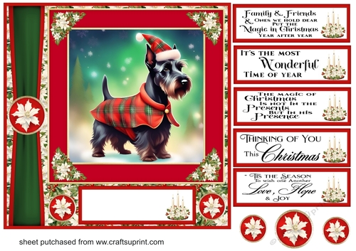 Holly and berries Christmas Scottish terrier card front 6