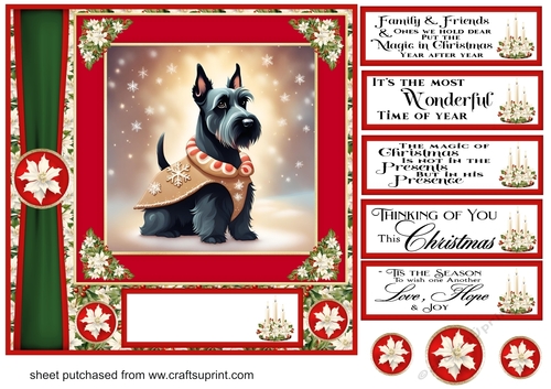 Holly and berries Christmas Scottish terrier card front 9
