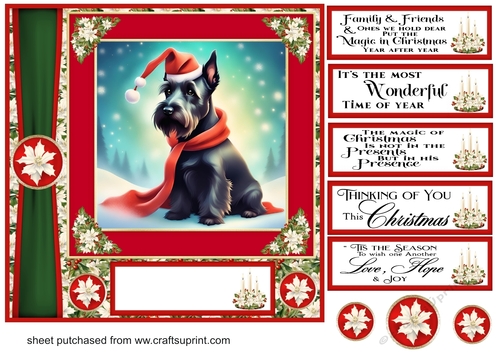 Holly and berries Christmas Scottish terrier card front 10