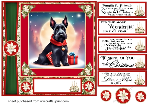 Holly and berries Christmas Scottish terrier card front 12