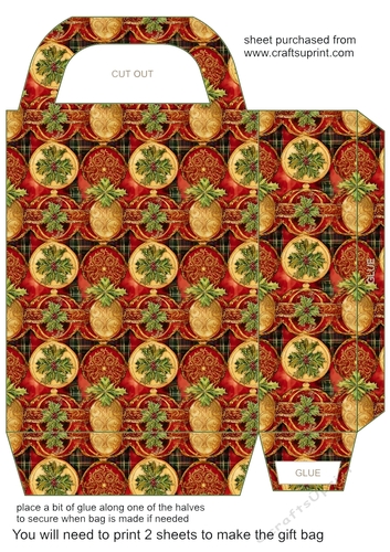 Red green and gold Christmas gift bag 1
