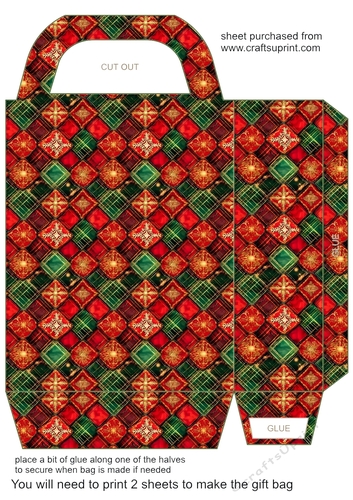 Red green and gold Christmas gift bag 2