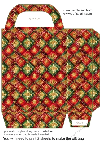 Red green and gold Christmas gift bag 3