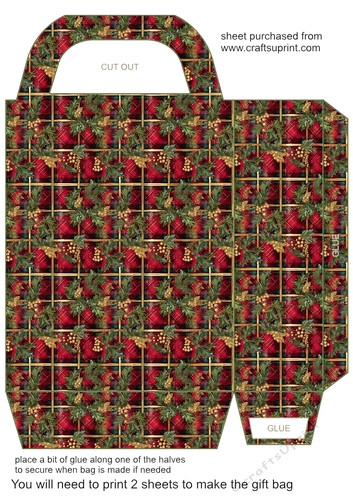 Red green and gold Christmas gift bag 4
