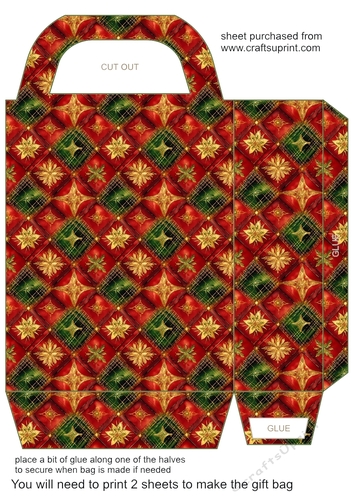 Red green and gold Christmas gift bag 5